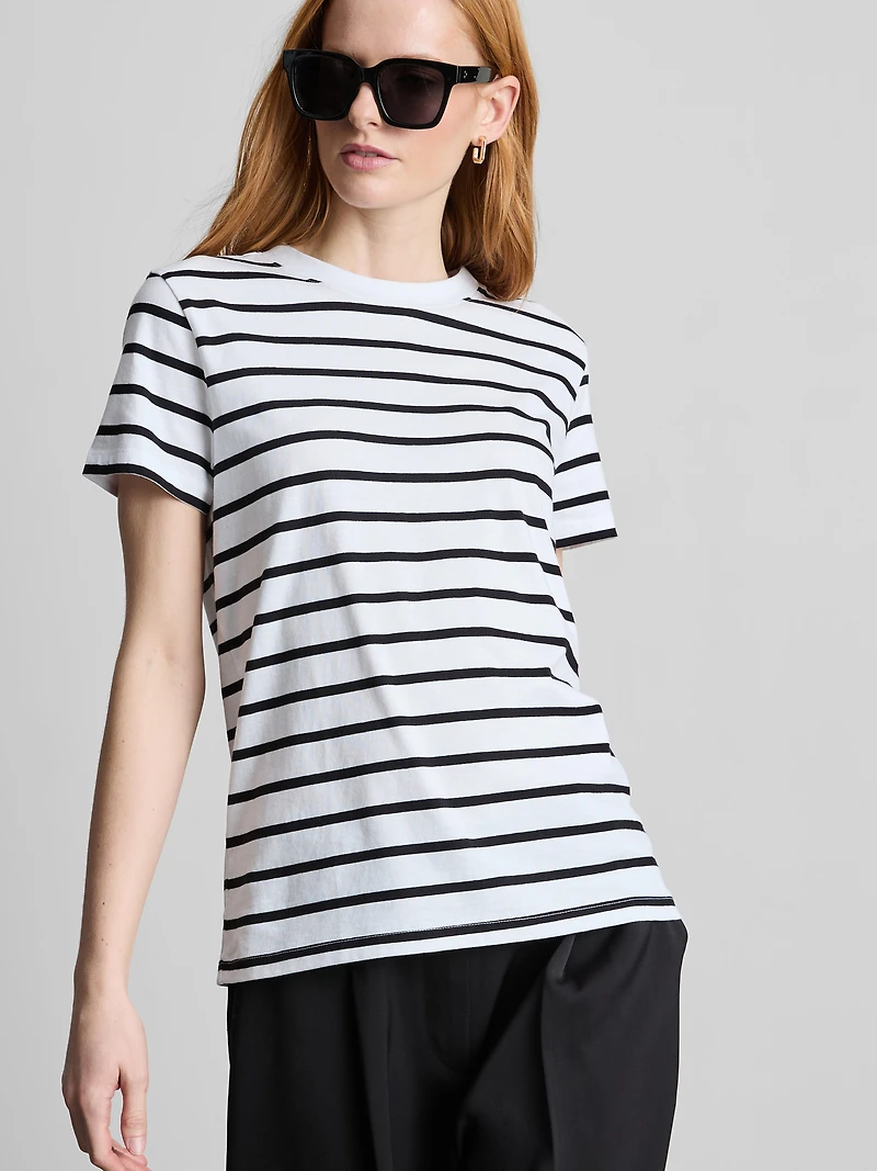 Short Sleeve Striped Crew Neck Tee