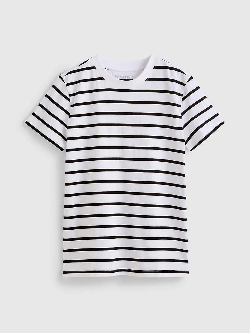 Short Sleeve Striped Crew Neck Tee