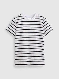 Short Sleeve Striped Crew Neck Tee