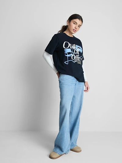 Women's Navy The Primark Scene | Oversized Graphic T-Shirt