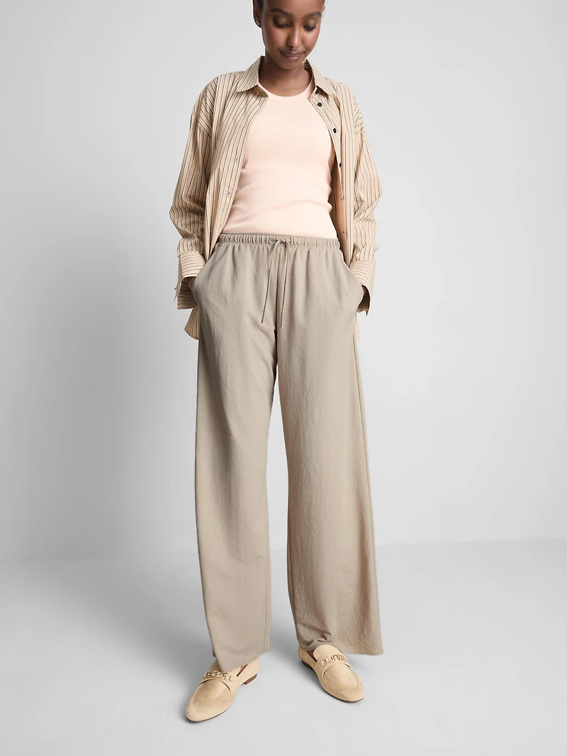 Textured Wide Leg Pants