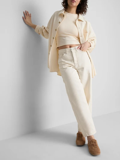 Cotton Denim Tapered Straight Leg Jeans