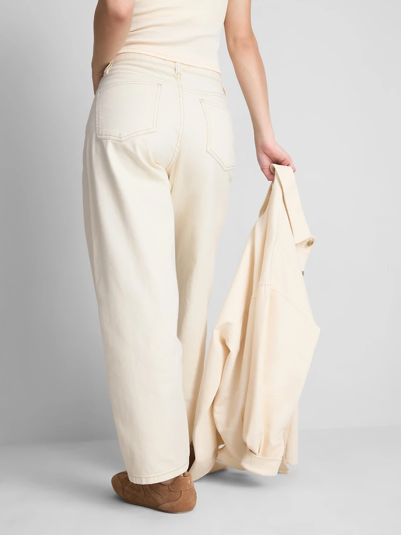 Cotton Denim Tapered Straight Leg Jeans