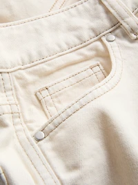 Cotton Denim Tapered Straight Leg Jeans