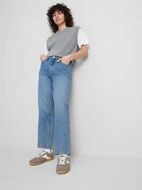 Cotton Denim Tapered Straight Leg Jeans