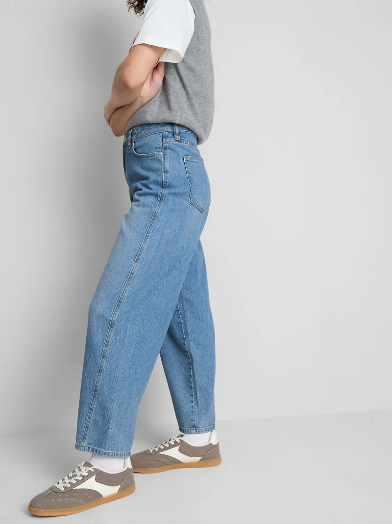 Cotton Denim Tapered Straight Leg Jeans
