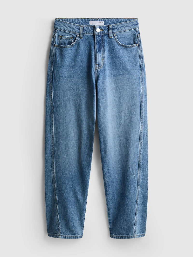 Cotton Denim Tapered Straight Leg Jeans