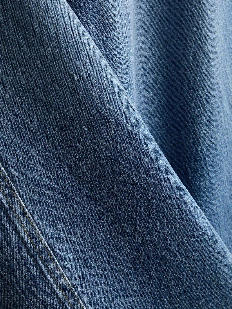 Cotton Denim Tapered Straight Leg Jeans