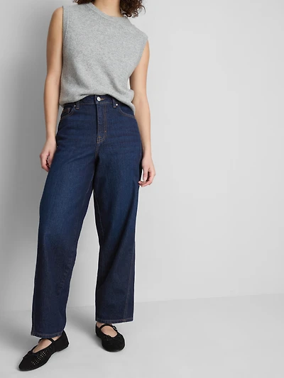 Cotton Denim Tapered Straight Leg Jeans