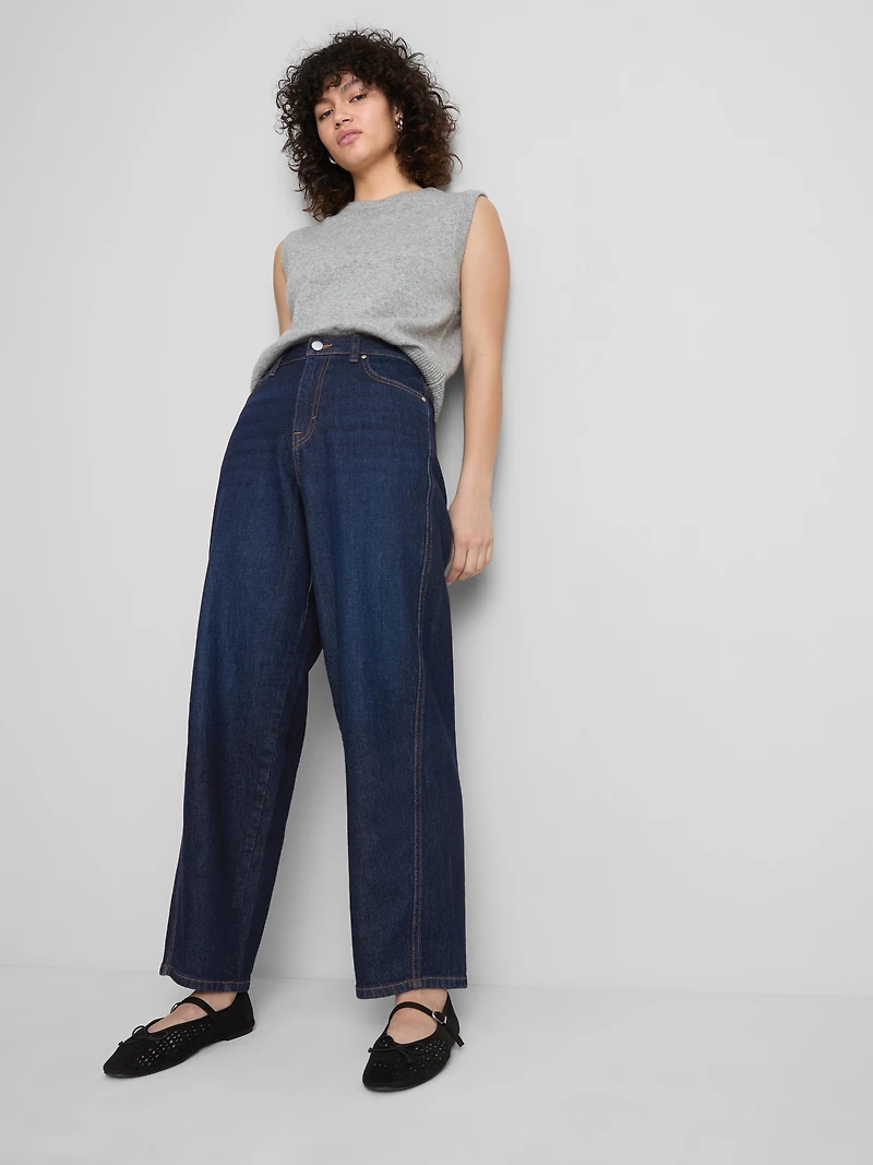 Cotton Denim Tapered Straight Leg Jeans