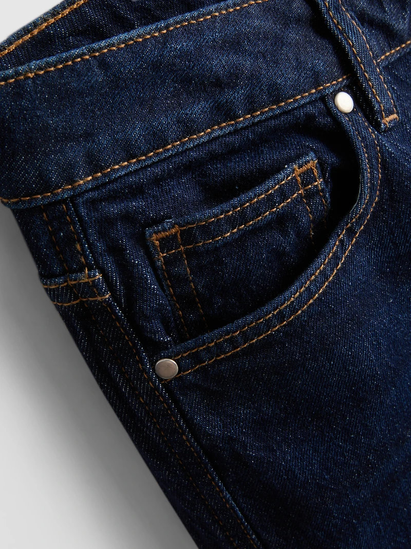 Cotton Denim Tapered Straight Leg Jeans