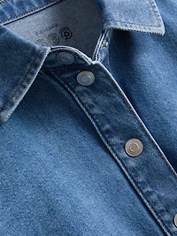 Cotton Denim Cropped Boxy Shirt