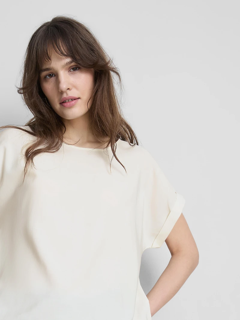 Crew Neck Roll Sleeve Tee