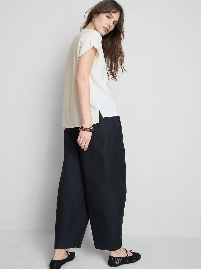 Crew Neck Roll Sleeve Tee