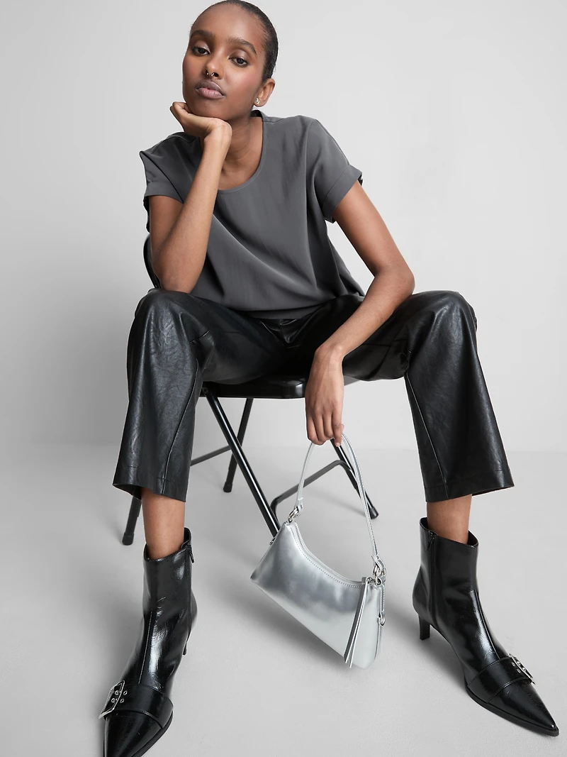 Crew Neck Roll Sleeve Tee