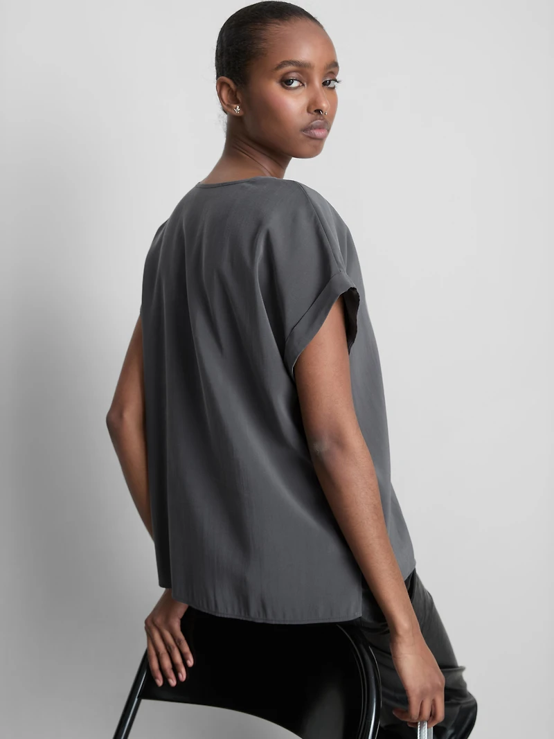 Crew Neck Roll Sleeve Tee