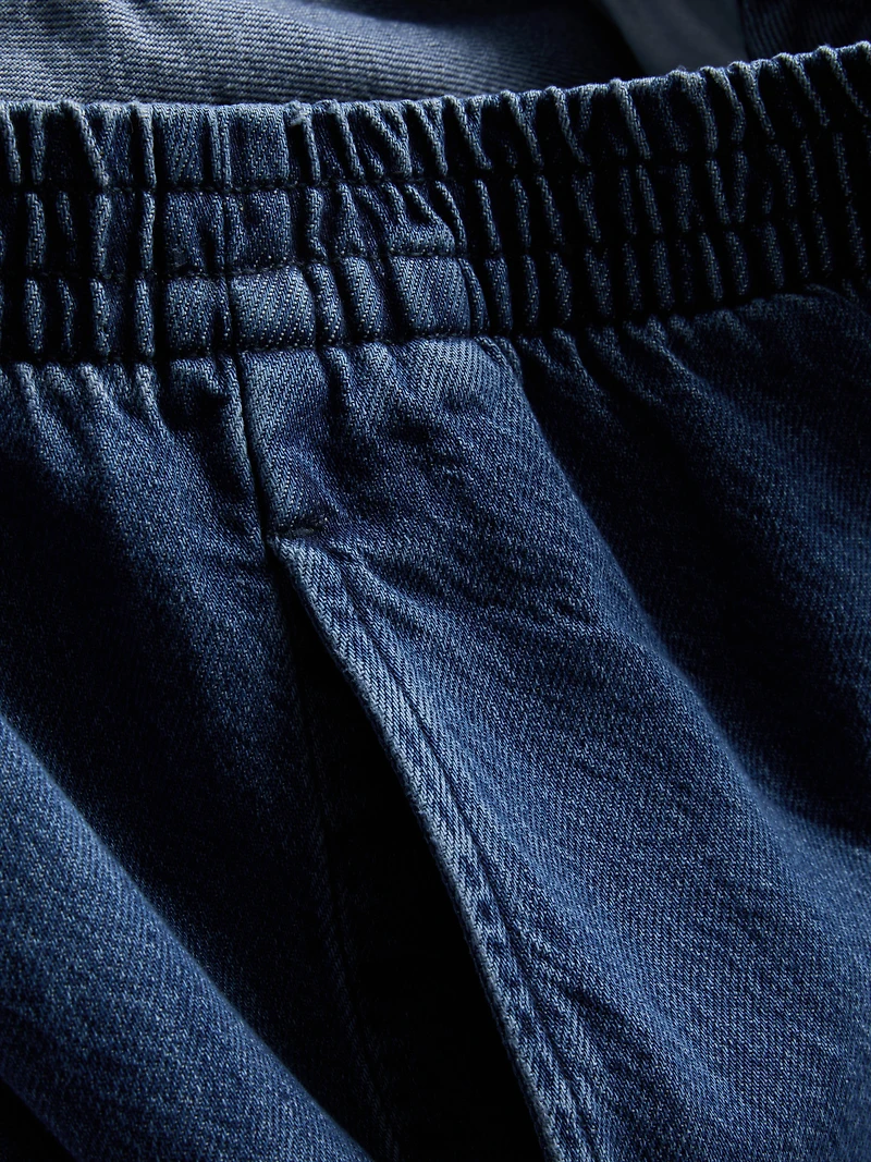 Cotton Denim Wide-Leg Tracksuit Bottoms