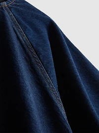 Cotton Denim Puff Sleeve Mini Dress