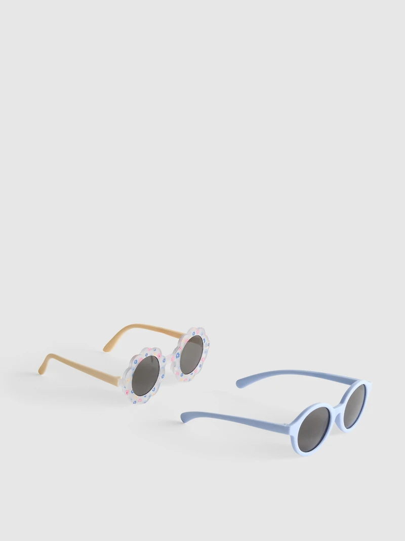 2pk Round-Frame Sunglasses