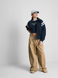 Women's Navy Stripe Detail Varsity Jacket