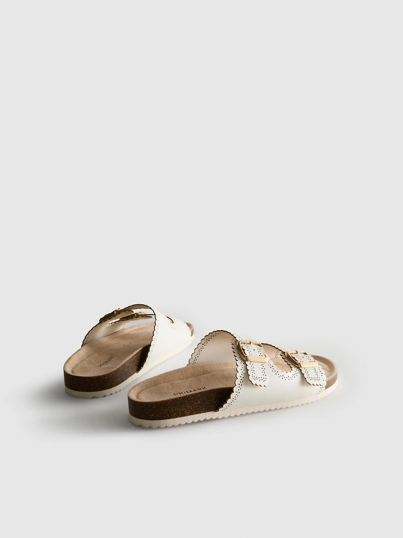 Lasercut Detail Footbed Sandals
