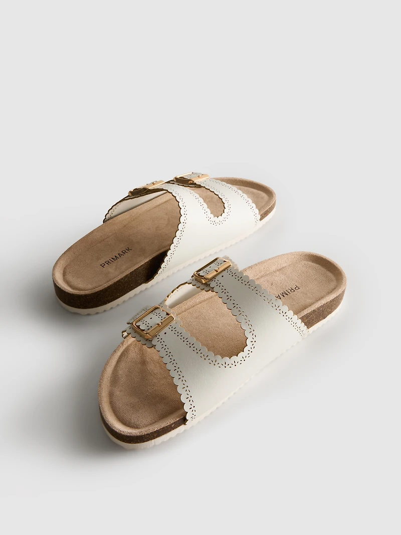 Lasercut Detail Footbed Sandals