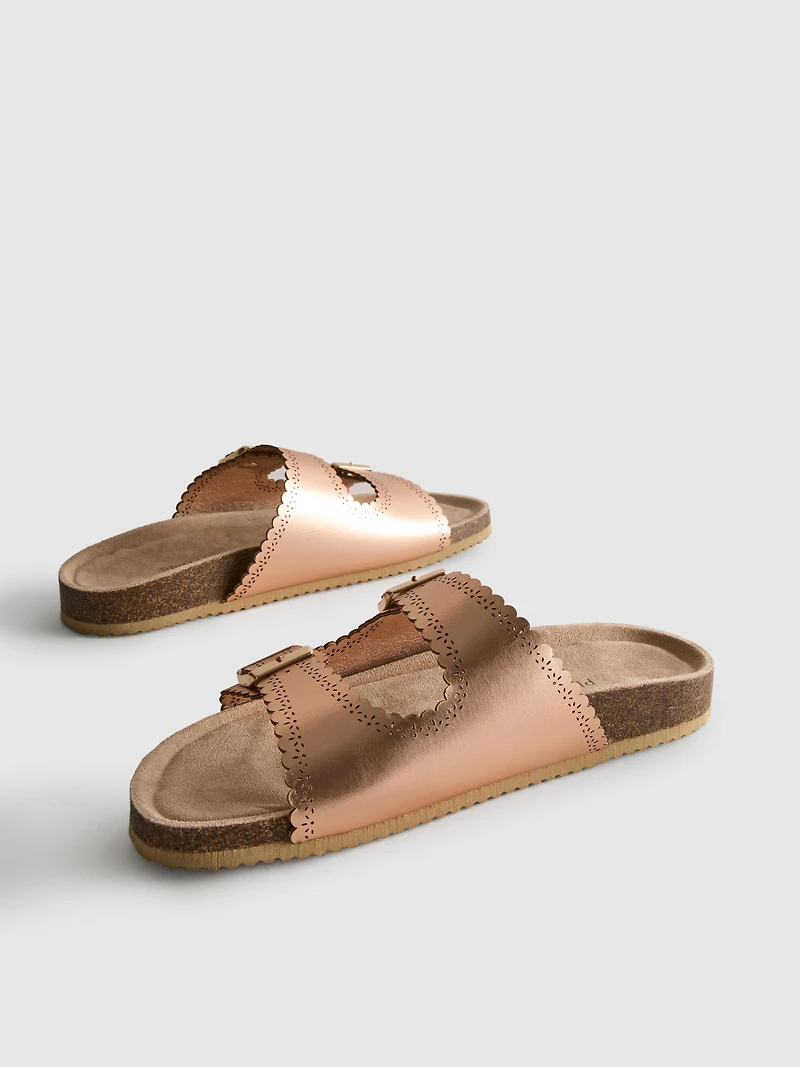 Lasercut Detail Footbed Sandals