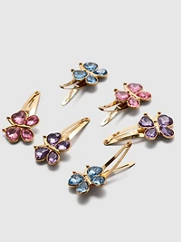 6pk Faux Gem Butterfly Snap Hair Clips