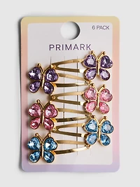 6pk Faux Gem Butterfly Snap Hair Clips