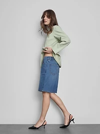 Cotton Denim Longline Bermuda Shorts