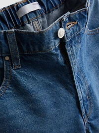 Cotton Denim Longline Bermuda Shorts