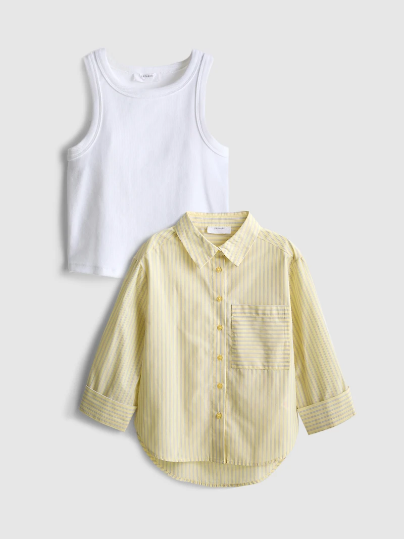 7-15yrs | Tank and Button-Up Shirt Set