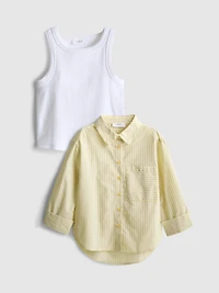 7-15yrs | Tank and Button-Up Shirt Set