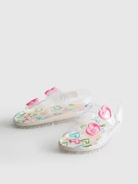 Double Buckle Strap Glitter Jelly Slingback Sandals