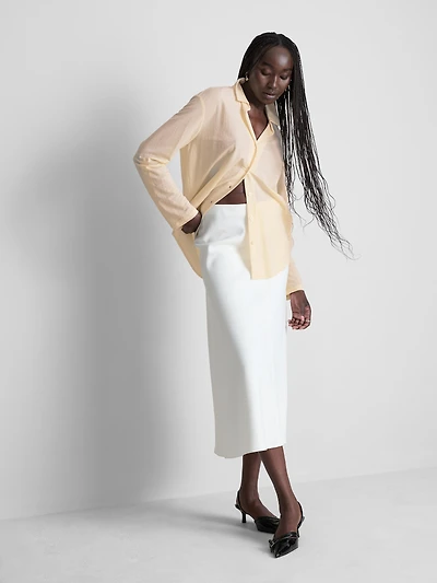Curved-Hem Relaxed Button-Down Shirt