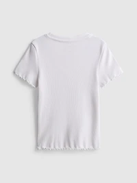 1.5-8yrs | Ribbed Lettuce Trim T-Shirt