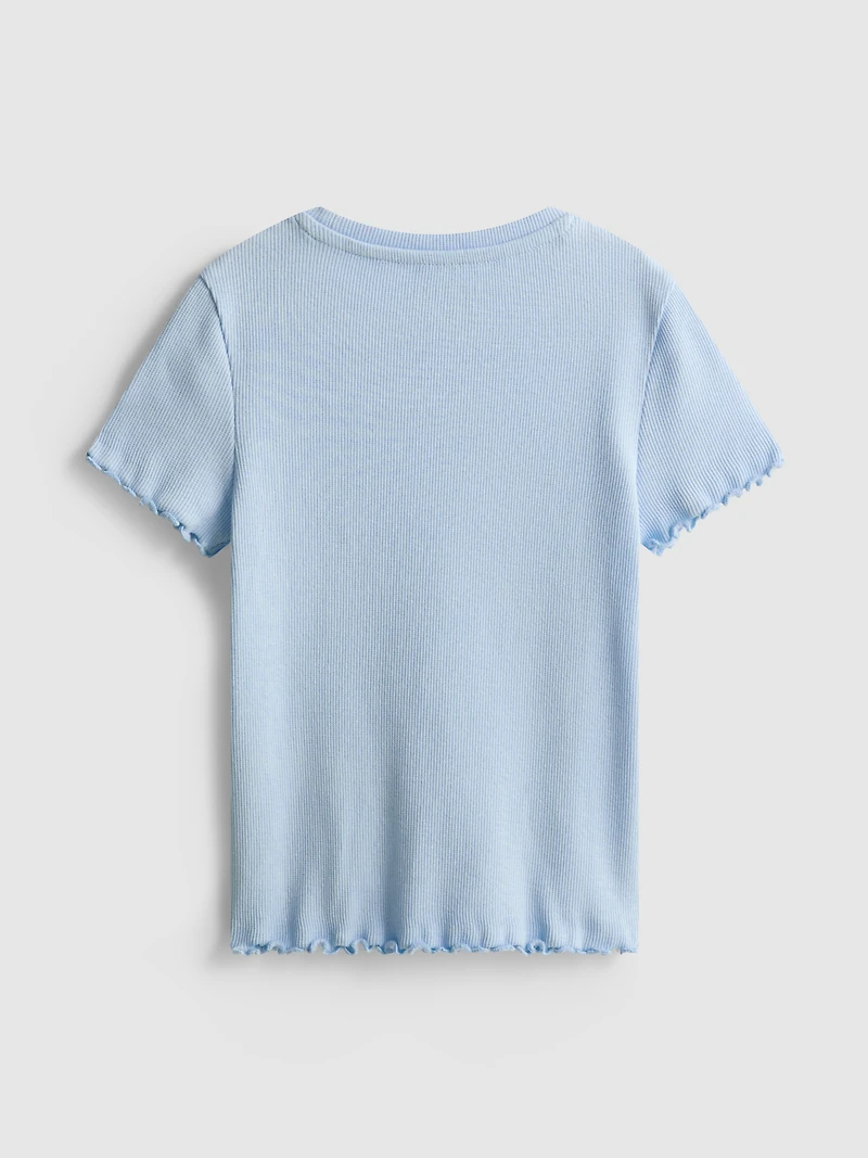 1.5-8yrs | Ribbed Lettuce Trim T-Shirt