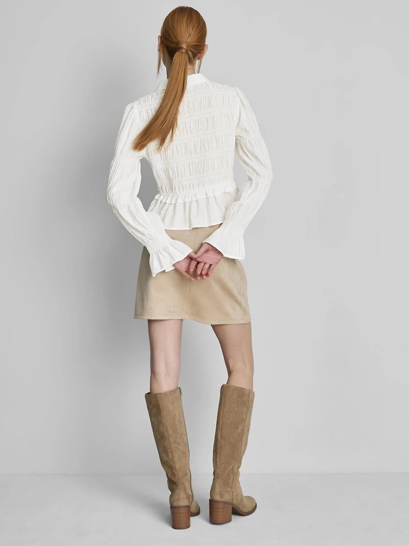 Shirred Peplum Hem Blouse