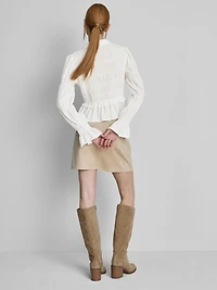 Shirred Peplum Hem Blouse