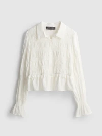 Shirred Peplum Hem Blouse