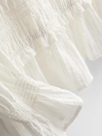 Shirred Peplum Hem Blouse