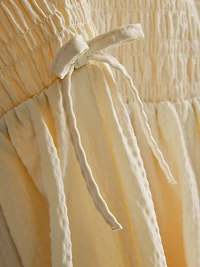 Shirred Seersucker Midi Dress