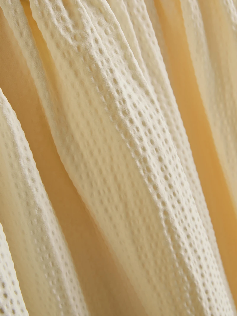 Shirred Seersucker Midi Dress