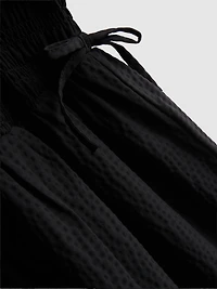 Shirred Seersucker Midi Dress