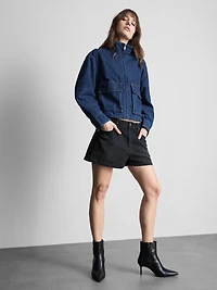 Cotton Denim Funnel Neck Jacket