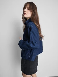 Cotton Denim Funnel Neck Jacket