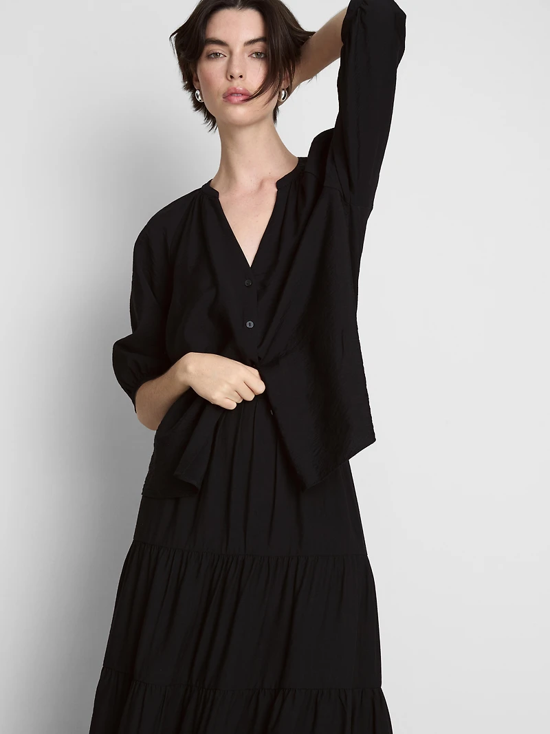 3/4 Sleeve V-Neck Blouse