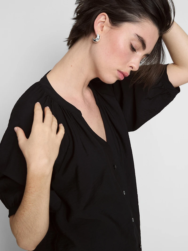 3/4 Sleeve V-Neck Blouse