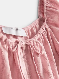 Crinkle Cap-Sleeve Mini Dress