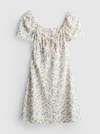 Crinkle Cap-Sleeve Mini Dress